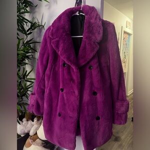 Betsy Johnson Magenta Fur Coat